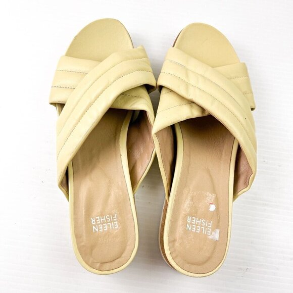 Eileen Fisher Kye Nappa Leather Sandals Womens Puffy Slide Butter Leather Size 9 - Picture 9 of 13